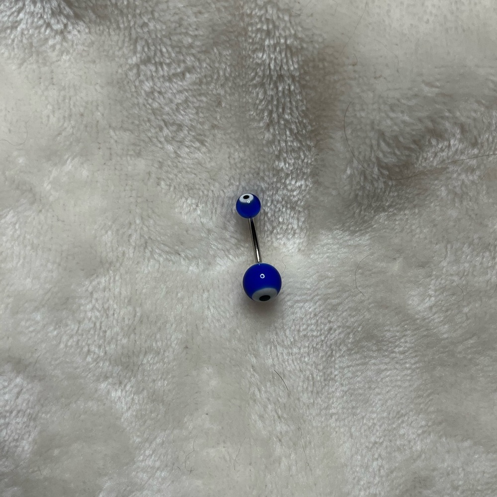 Blue and black eye ball belly ring NEW